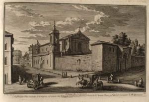 Церковь Сан Клементе. Амфитеатр Флавиев или Колизей (1), гостиница для выздоравливающих (2), Церковь Сан Клементе (3), часть Доминиканского монастыря (4)