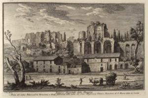 Дворец Августа. Руины античного дворца (1), Фабрика на развалинах Большого Цирка (2), Церковь и Пустынь Санта Мария детта де Черчи.